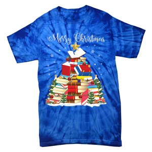 Books Christmas Tree Reading Gift Book Lover Pajama Funny Gift Tie-Dye T-Shirt