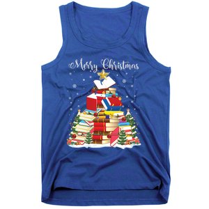 Books Christmas Tree Reading Gift Book Lover Pajama Funny Gift Tank Top