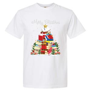 Books Christmas Tree Reading Gift Book Lover Pajama Funny Gift Garment-Dyed Heavyweight T-Shirt