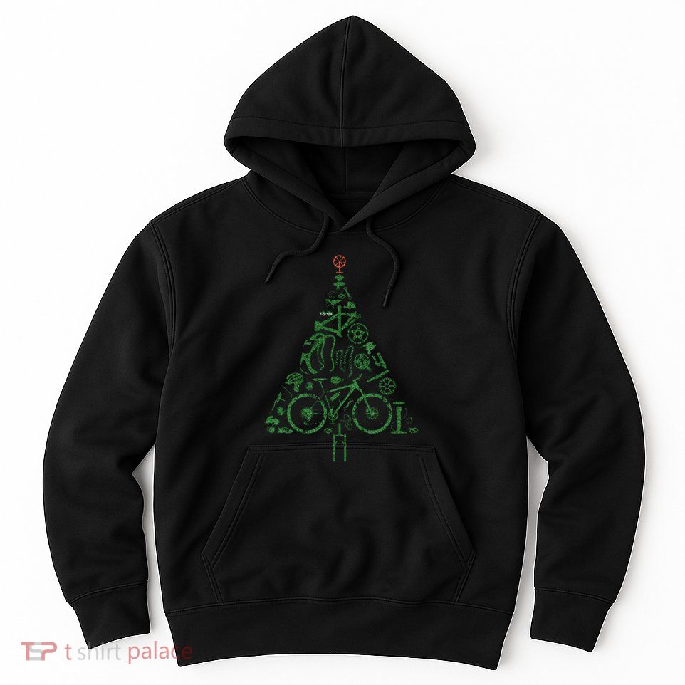 Bicycle Christmas Tree for Cyclists Road Bikes Triathlon Hoodie