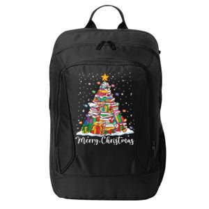 Books Christmas Tree Funny Love Reading Book Lover Librarian Gift City Backpack