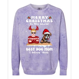 Boxer Christmas To The World Best Dog Mom Funny Xmas Funny Gift Colorblast Crewneck Sweatshirt