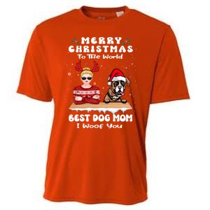 Boxer Christmas To The World Best Dog Mom Funny Xmas Funny Gift Cooling Performance Crew T-Shirt