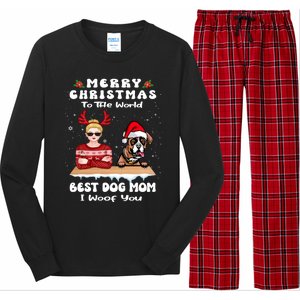 Boxer Christmas To The World Best Dog Mom Funny Xmas Funny Gift Long Sleeve Pajama Set