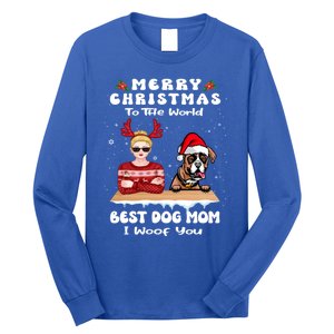 Boxer Christmas To The World Best Dog Mom Funny Xmas Funny Gift Long Sleeve Shirt