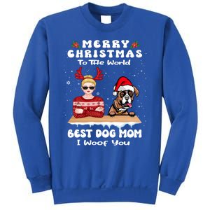 Boxer Christmas To The World Best Dog Mom Funny Xmas Funny Gift Sweatshirt