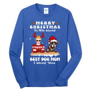 Boxer Christmas To The World Best Dog Mom Funny Xmas Funny Gift Tall Long Sleeve T-Shirt