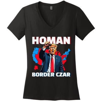 Border Czar Tom Homan Trump President Elect Maga Support Women's V-Neck T-Shirt