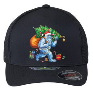 Bigfoot Christmas Tree Lights Xmas Sasquatch Lovers Flexfit Unipanel Trucker Cap