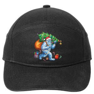 Bigfoot Christmas Tree Lights Xmas Sasquatch Lovers 7-Panel Snapback Hat