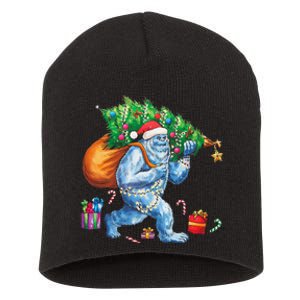 Bigfoot Christmas Tree Lights Xmas Sasquatch Lovers Short Acrylic Beanie