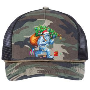 Bigfoot Christmas Tree Lights Xmas Sasquatch Lovers Retro Rope Trucker Hat Cap