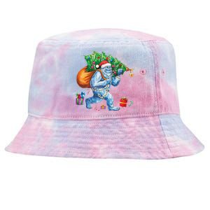 Bigfoot Christmas Tree Lights Xmas Sasquatch Lovers Tie-Dyed Bucket Hat