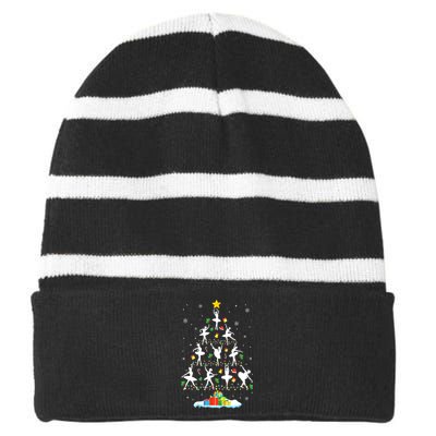 Ballet Christmas Tree Ballet Dancer Christmas Ballet Teacher Striped Beanie with Solid Band