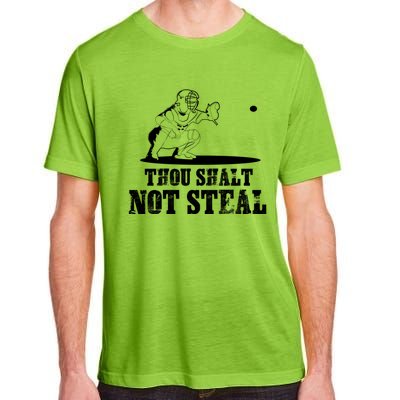 Baseball Catcher Thou Shalt Not Steal Religious Gift Adult ChromaSoft Performance T-Shirt