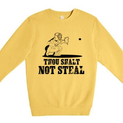 Baseball Catcher Thou Shalt Not Steal Religious Gift Premium Crewneck Sweatshirt