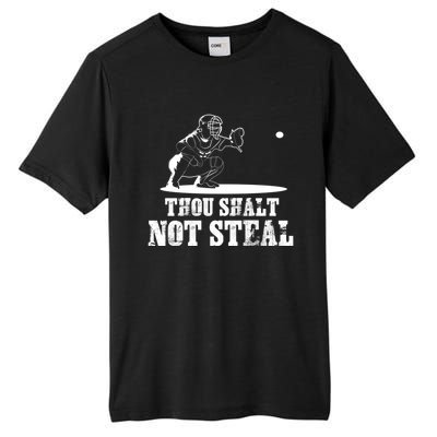 Baseball Catcher Thou Shalt Not Steal Religious Gift Tall Fusion ChromaSoft Performance T-Shirt