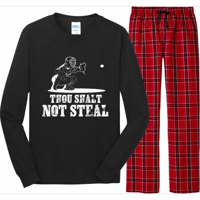 Baseball Catcher Thou Shalt Not Steal Religious Gift Long Sleeve Pajama Set