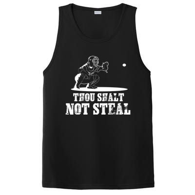 Baseball Catcher Thou Shalt Not Steal Religious Gift PosiCharge Competitor Tank