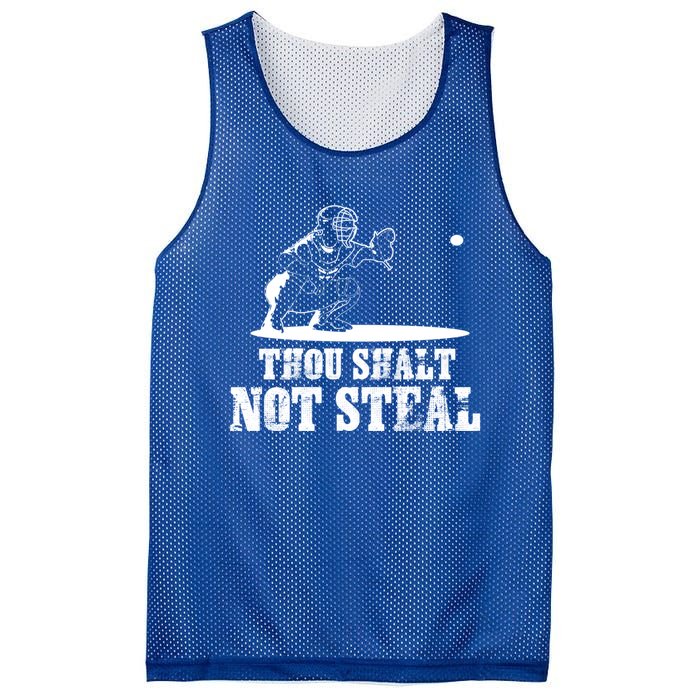 Baseball Catcher Thou Shalt Not Steal Religious Gift Mesh Reversible Basketball Jersey Tank