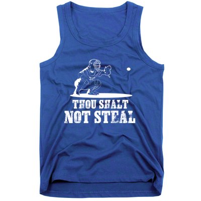 Baseball Catcher Thou Shalt Not Steal Religious Gift Tank Top