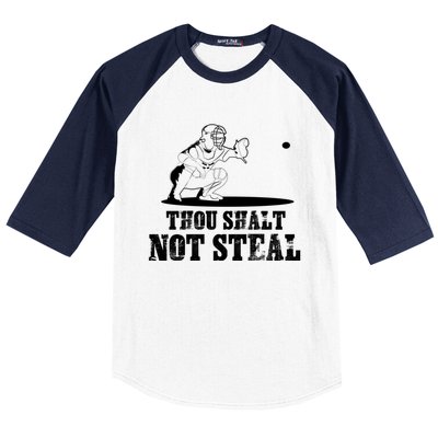 Baseball Catcher Thou Shalt Not Steal Religious Gift Baseball Sleeve Shirt