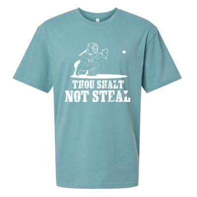 Baseball Catcher Thou Shalt Not Steal Religious Gift Sueded Cloud Jersey T-Shirt