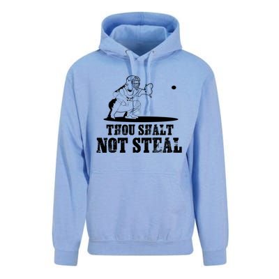 Baseball Catcher Thou Shalt Not Steal Religious Gift Unisex Surf Hoodie