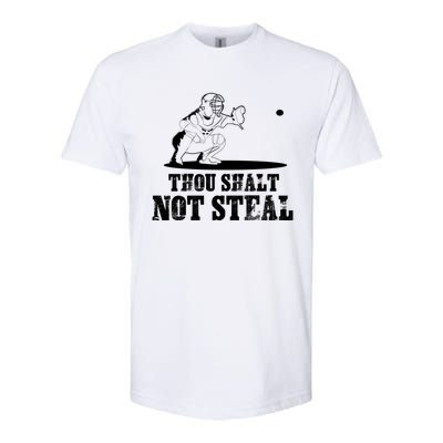 Baseball Catcher Thou Shalt Not Steal Religious Gift Softstyle CVC T-Shirt