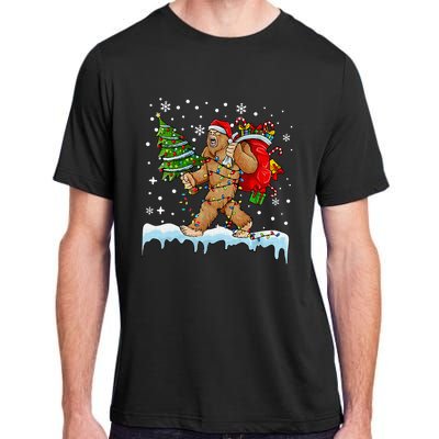 Bigfoot Christmas Tree Lights Xmas Sasquatch Lovers Adult ChromaSoft Performance T-Shirt