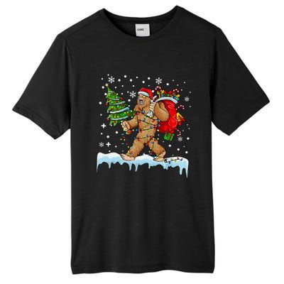 Bigfoot Christmas Tree Lights Xmas Sasquatch Lovers Tall Fusion ChromaSoft Performance T-Shirt