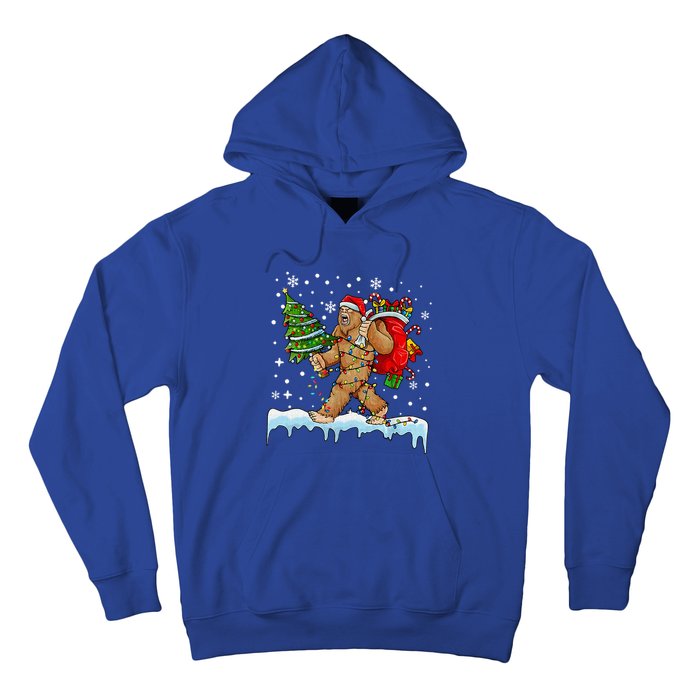 Bigfoot Christmas Tree Lights Xmas Sasquatch Lovers Hoodie