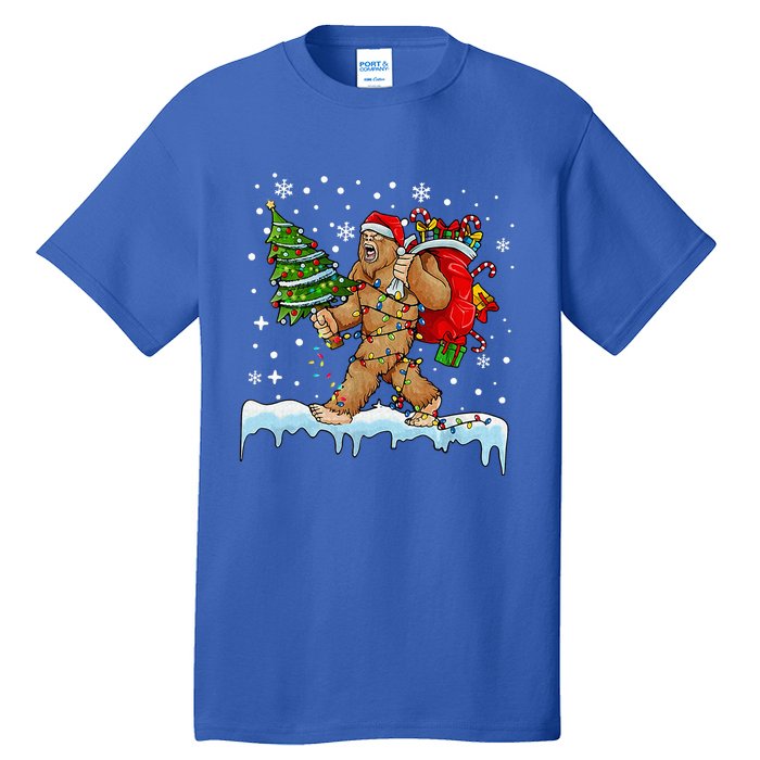 Bigfoot Christmas Tree Lights Xmas Sasquatch Lovers Tall T-Shirt