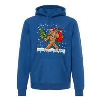 Bigfoot Christmas Tree Lights Xmas Sasquatch Lovers Premium Hoodie