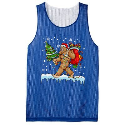 Bigfoot Christmas Tree Lights Xmas Sasquatch Lovers Mesh Reversible Basketball Jersey Tank