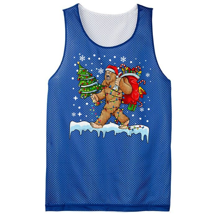 Bigfoot Christmas Tree Lights Xmas Sasquatch Lovers Mesh Reversible Basketball Jersey Tank