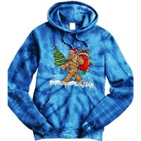 Bigfoot Christmas Tree Lights Xmas Sasquatch Lovers Tie Dye Hoodie