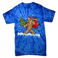 Bigfoot Christmas Tree Lights Xmas Sasquatch Lovers Tie-Dye T-Shirt