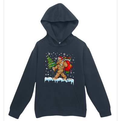 Bigfoot Christmas Tree Lights Xmas Sasquatch Lovers Urban Pullover Hoodie