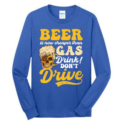 Beer Cheaper Than Gas Design Bbq Beer Freedom Cool Gift Tall Long Sleeve T-Shirt