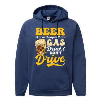 Beer Cheaper Than Gas Design Bbq Beer Freedom Cool Gift Performance Fleece Hoodie