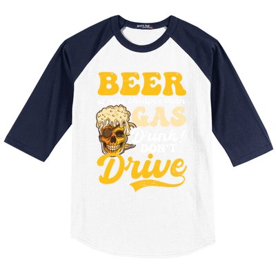 Beer Cheaper Than Gas Design Bbq Beer Freedom Cool Gift Baseball Sleeve Shirt