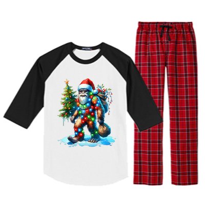 Bigfoot Christmas Tree Xmas Raglan Sleeve Pajama Set