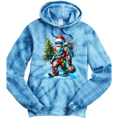 Bigfoot Christmas Tree Xmas Tie Dye Hoodie