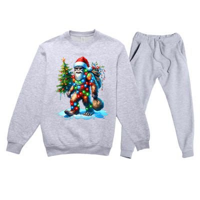 Bigfoot Christmas Tree Xmas Premium Crewneck Sweatsuit Set