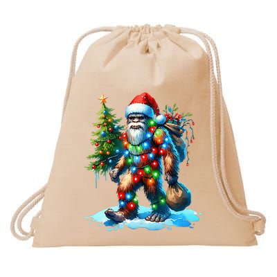 Bigfoot Christmas Tree Xmas Drawstring Bag