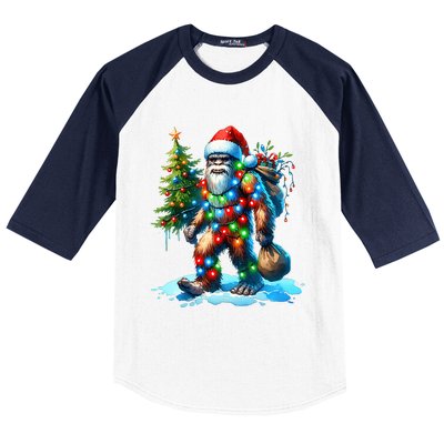 Bigfoot Christmas Tree Xmas Baseball Sleeve Shirt