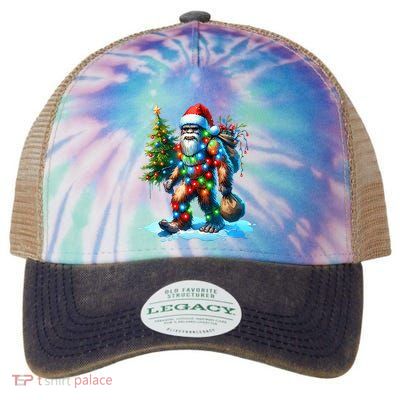 Bigfoot Christmas Tree Xmas Legacy Tie Dye Trucker Hat