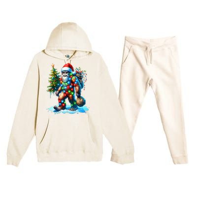 Bigfoot Christmas Tree Xmas Premium Hooded Sweatsuit Set