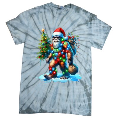 Bigfoot Christmas Tree Xmas Tie-Dye T-Shirt